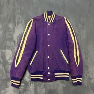 Vintage Holloway Varsity Jacket Mens 34 Purple 1950s Wool Faded USA